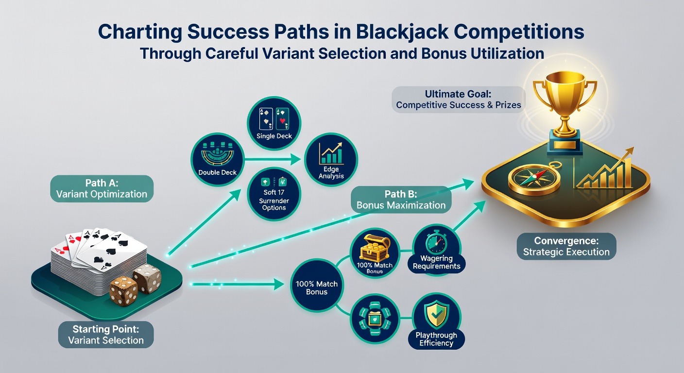 Online blackjack interface displaying variant selection options and active bonus indicators