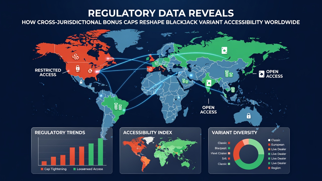 Regulatory charts showing bonus cap impacts on blackjack variants across global jurisdictions
