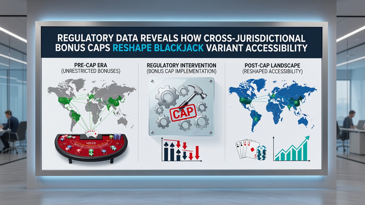 Global map illustrating shifts in blackjack variant accessibility due to bonus regulations